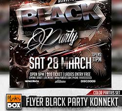 黑色风格的派对海报模板：Flyer Black Party Konnekt